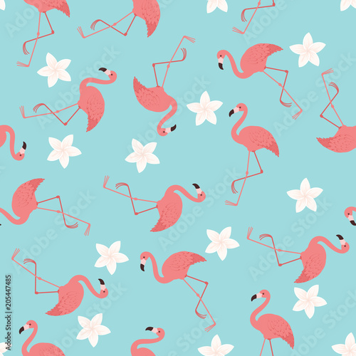 Flamingos exotic seamless pattern