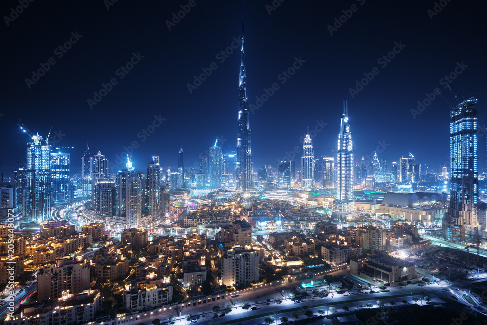 Naklejka premium Dubai skyline, United Arab Emirates