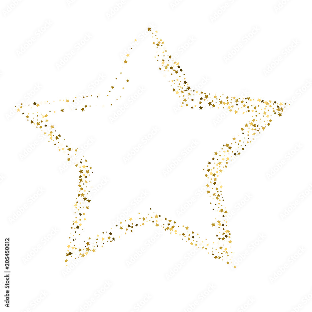 Golden star vector banner on white background. Gold glitter star. For banner, card, vip, exclusive, certificate, gift, luxury, privilege, voucher, store, present, shopping Golden star vector banner on white background. Gold glitter star. For banner, card, vip, exclusive, certificate, gift, luxury, privilege, voucher, store, present, shopping