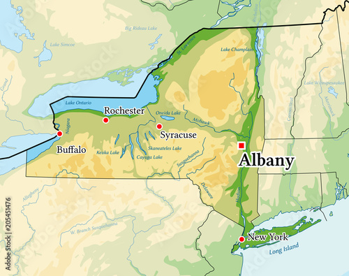 New York State physical map. 