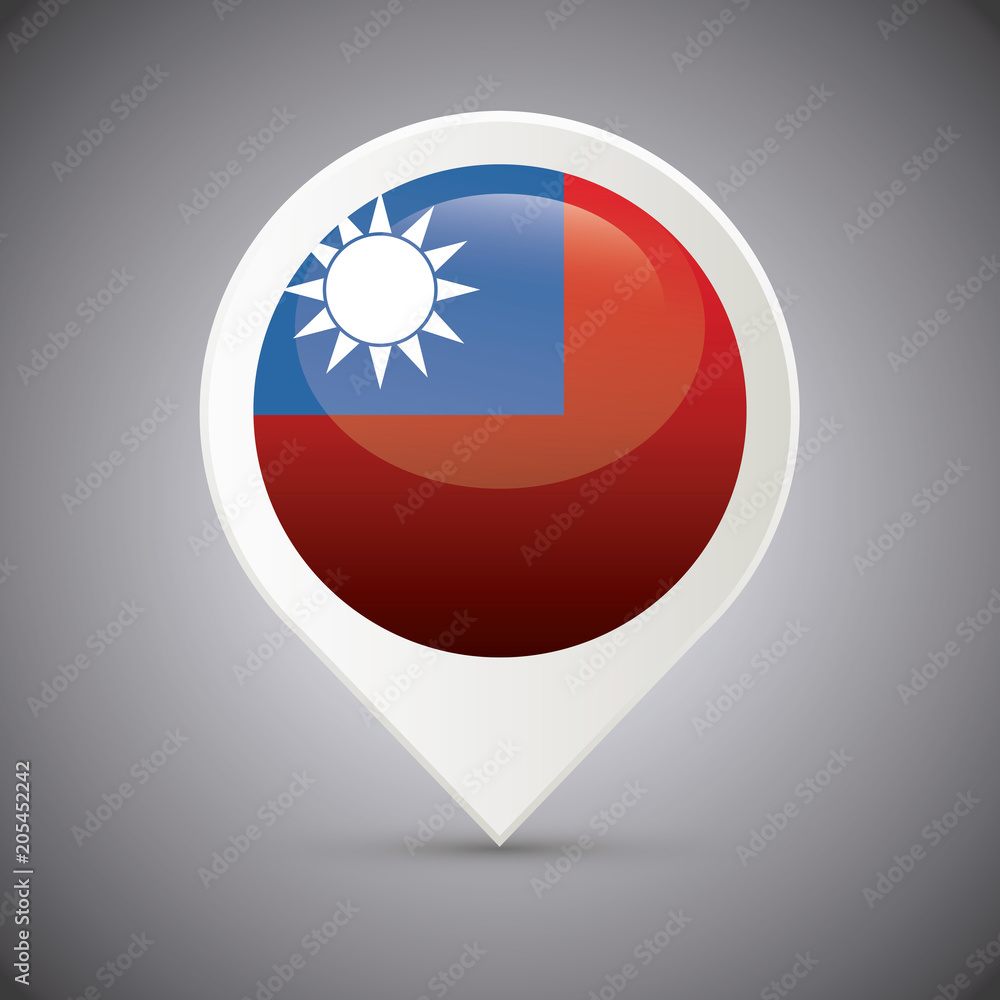 location pin with Taiwan flag design over gray background, colorful design. vector illustration location pin with Taiwan flag design over gray background, colorful design. vector illustration