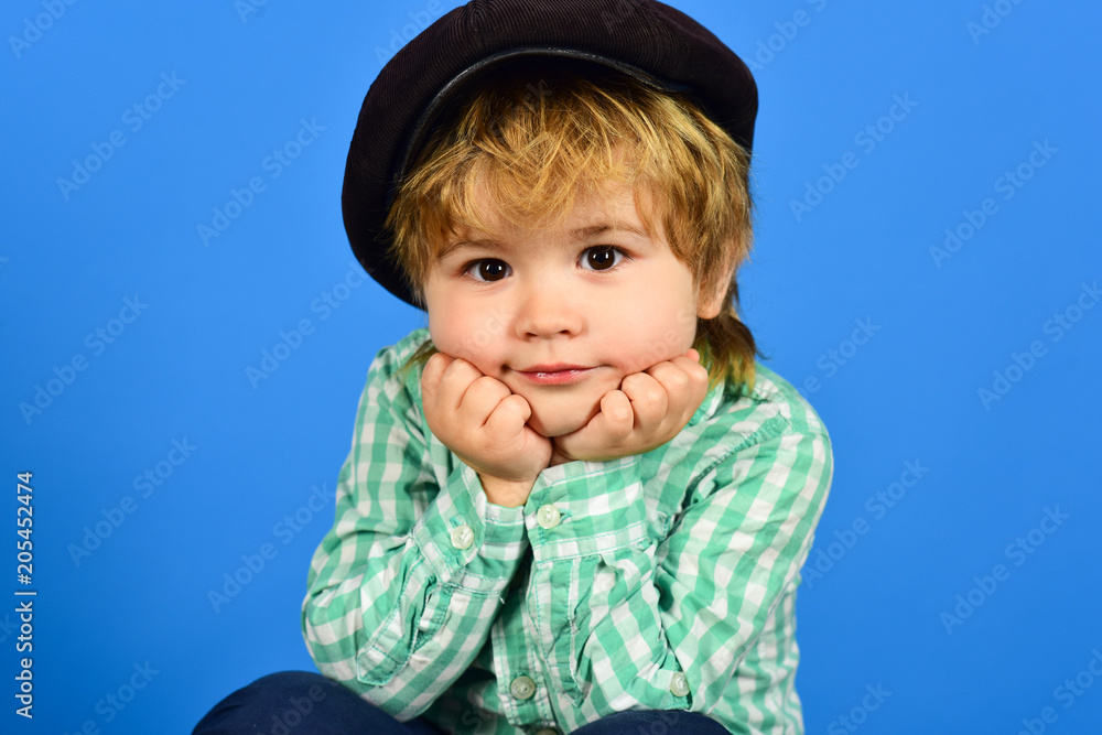 Cute and Adorable Male Baby with New York Yankee Hat Portrait