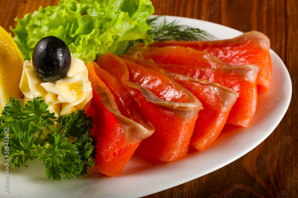 Sliced salmon Sliced salmon