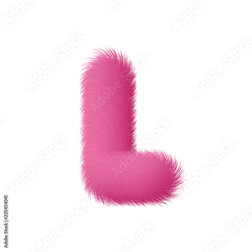 High Quality 3D Shaggy Letter L on White Background . Isolated Vector Element
