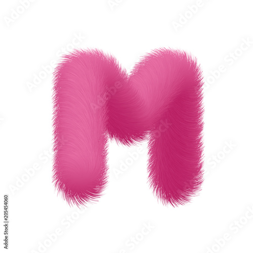 High Quality 3D Shaggy Letter M on White Background . Isolated Vector Element