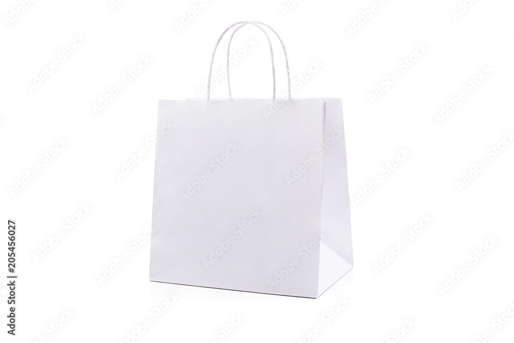 White paper bag on white background. White paper bag on white background.