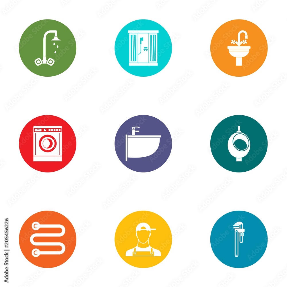 Tub icons set. Flat set of 9 tub vector icons for web isolated on white background Tub icons set. Flat set of 9 tub vector icons for web isolated on white background