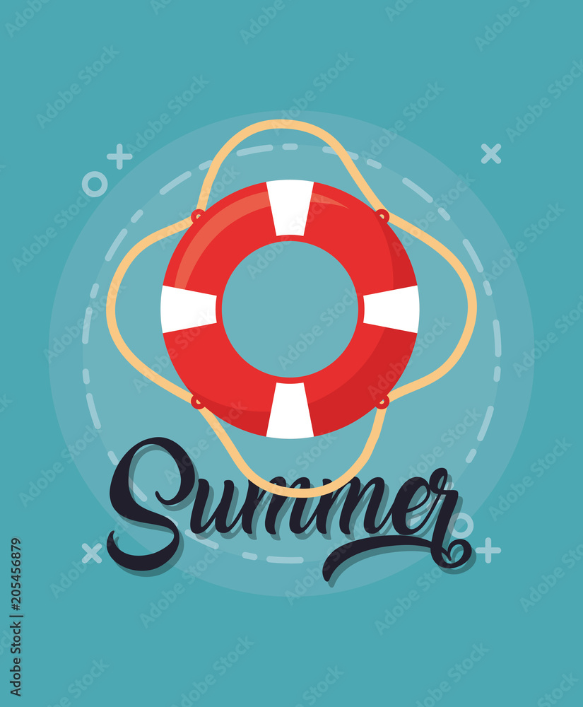 Summer vacations design with float icon over blue background, colorful design. vector illustration