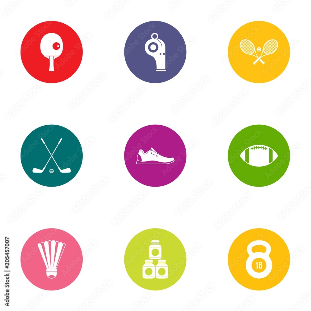 Teaching sport icons set. Flat set of 9 teaching sport vector icons for web isolated on white background Teaching sport icons set. Flat set of 9 teaching sport vector icons for web isolated on white background