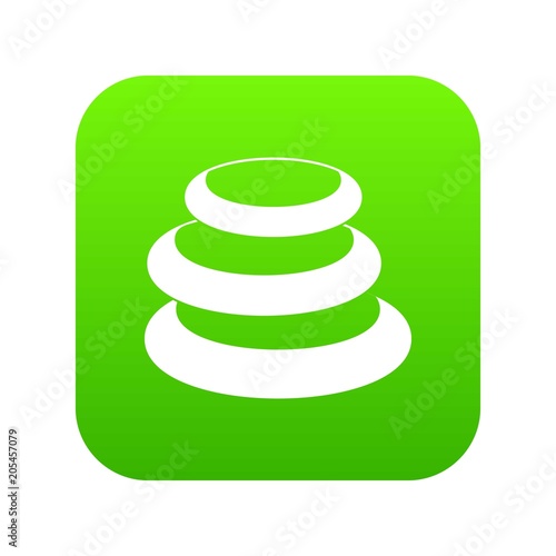 Stack of basalt balancing stones icon digital green for any design isolated on white vector illustration