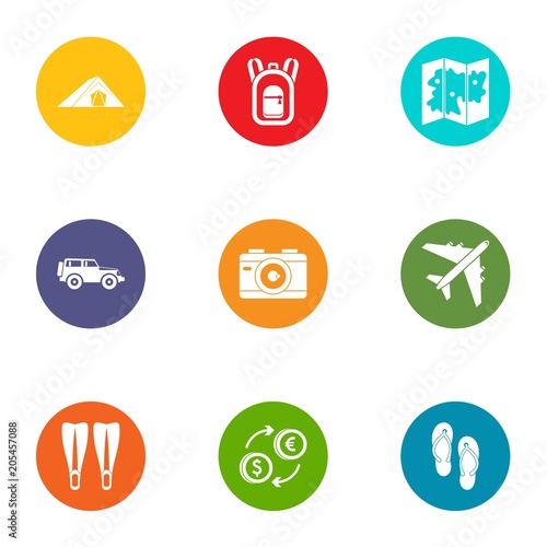 World of travel icons set. Flat set of 9 world of travel vector icons for web isolated on white background