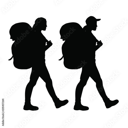 Hiker girl isolated figure