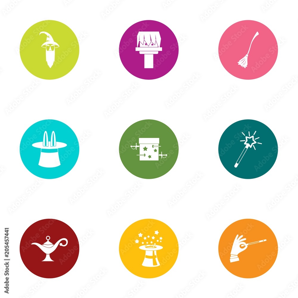 Sorcery icons set. Flat set of 9 sorcery vector icons for web isolated on white background