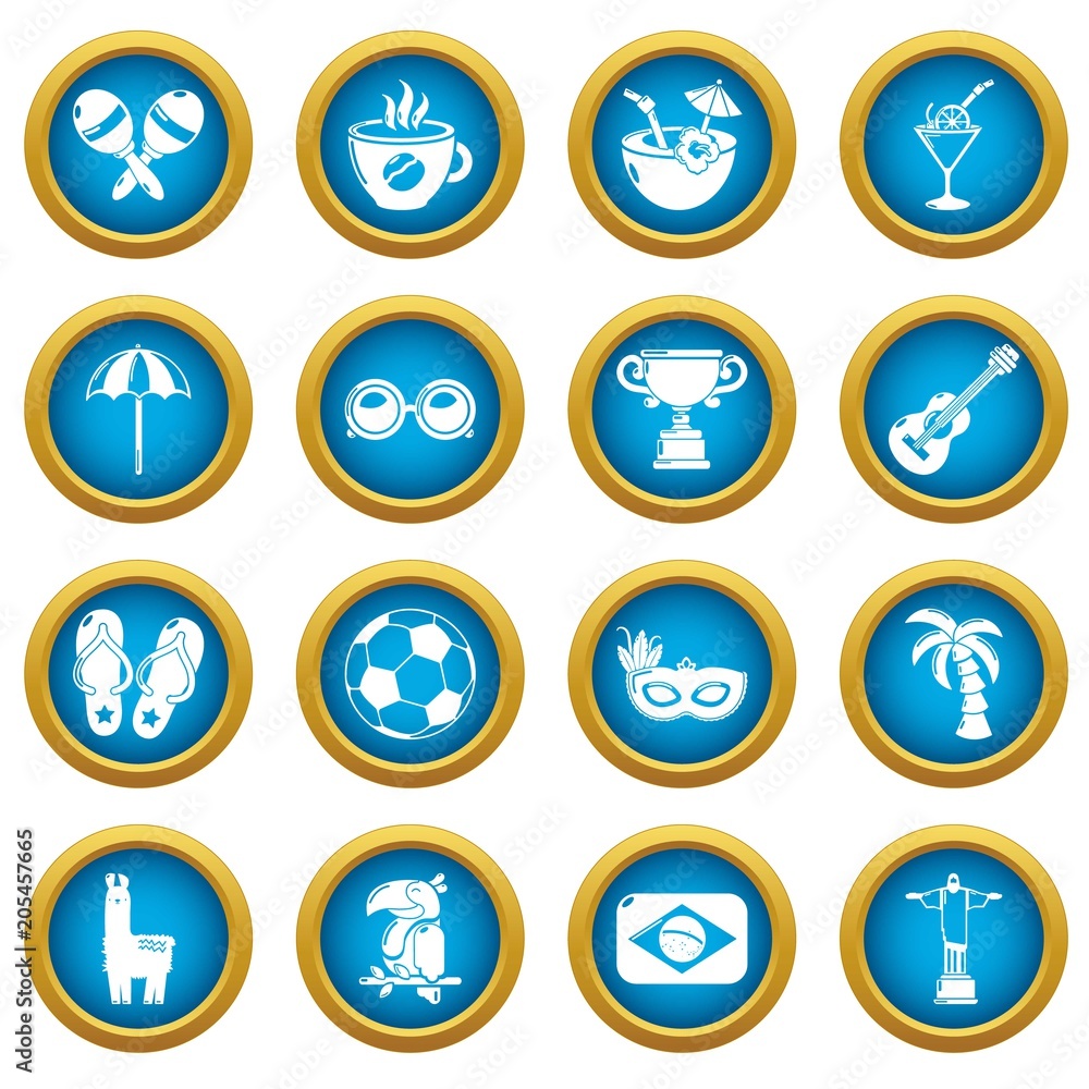 Travel Brazil icons set. Simple illustration of 16 Brasil travel vector icons for web