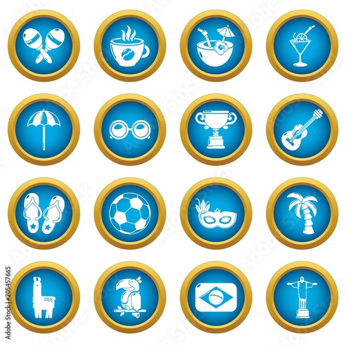 Travel Brazil icons set. Simple illustration of 16 Brasil travel vector icons for web