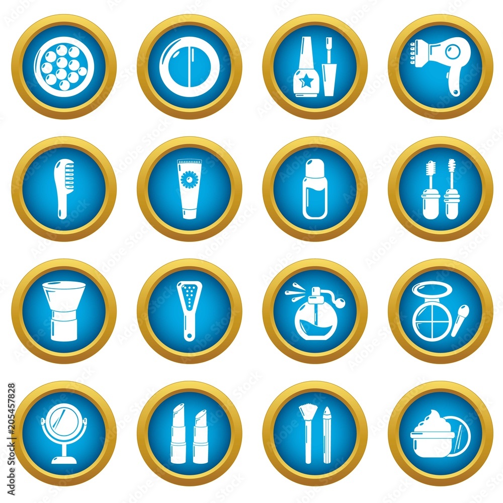 Cosmetics icons set. Simple illustration of 16 cosmetics clothes wear vector icons for web Cosmetics icons set. Simple illustration of 16 cosmetics clothes wear vector icons for web