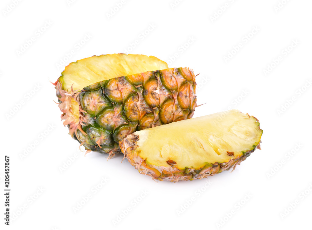 cut fresh pineapple on white background cut fresh pineapple on white background