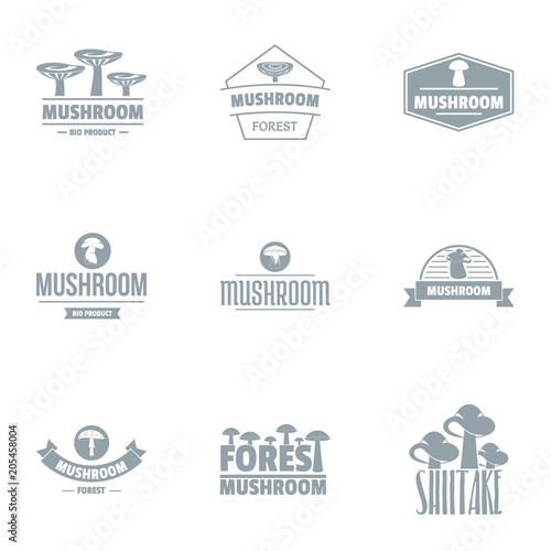 Mycelium logo set. Simple set of 9 mycelium vector logo for web isolated on white background