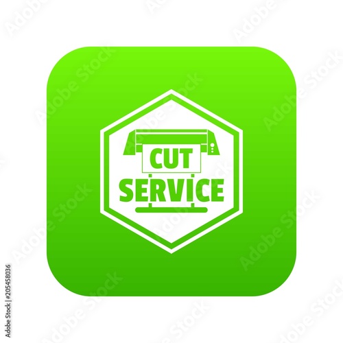 Cut service icon green vector isolated on white background