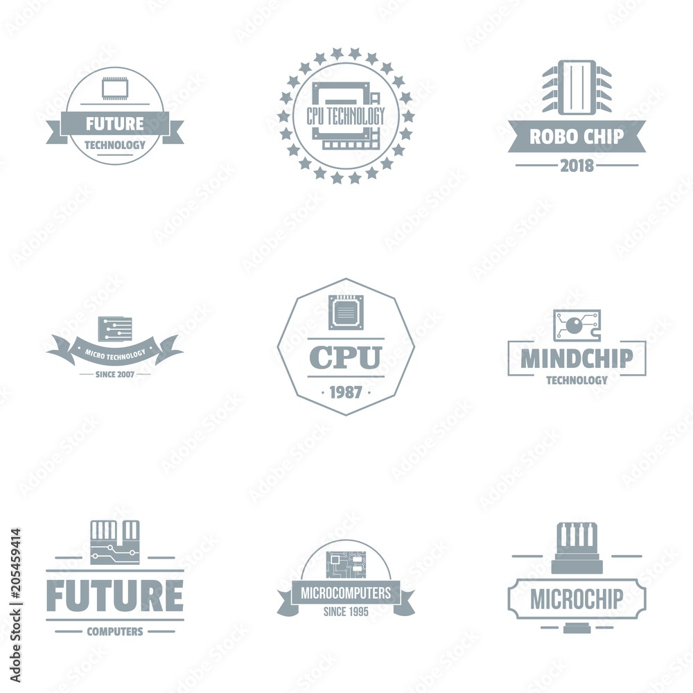 Future cpu logo set. Simple set of 9 future cpu vector logo for web isolated on white background