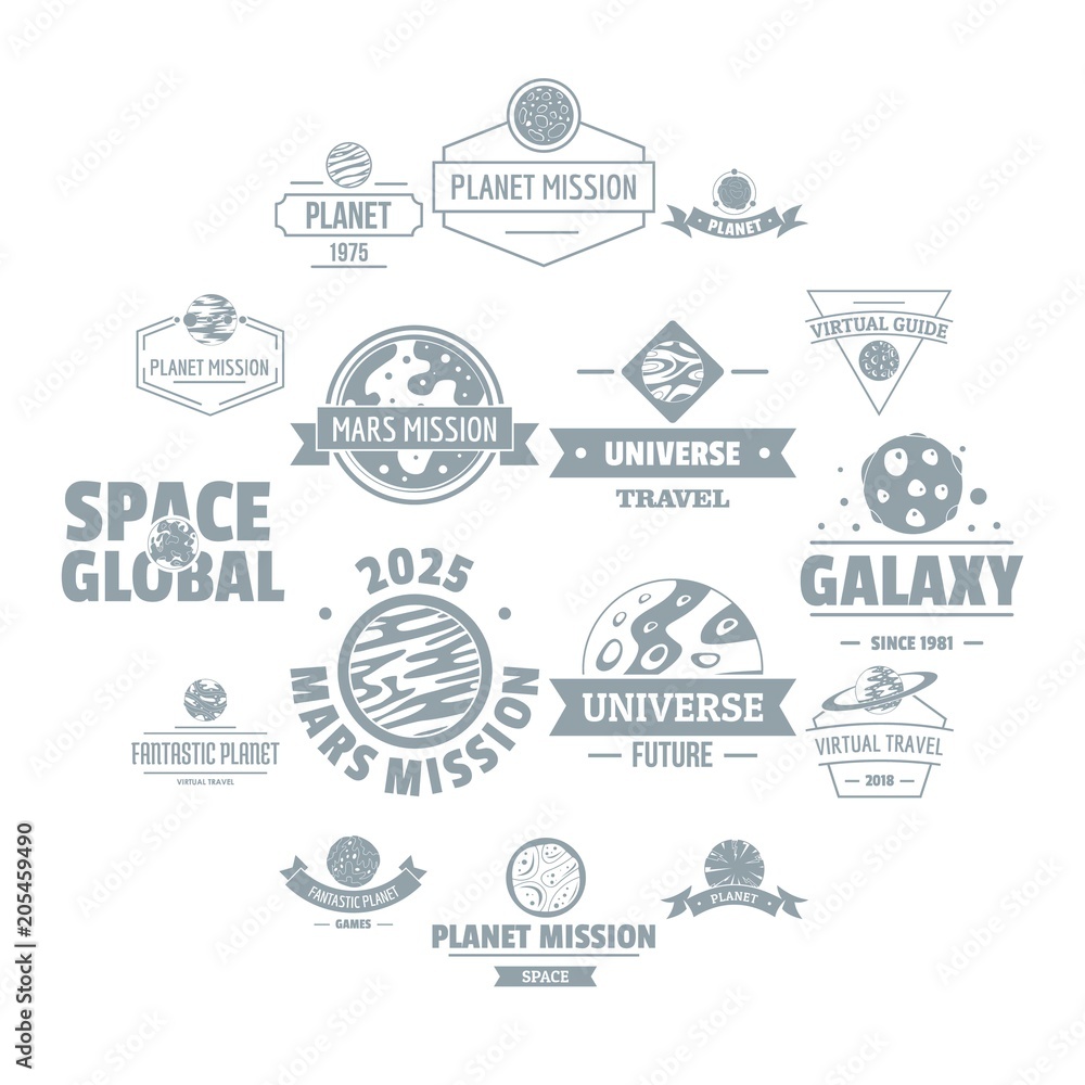 Space planet logo icons set. Simple illustration of 16 space planet logo vector icons for web
