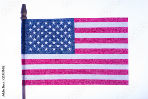 Stick Flag (semi translucent) of United States of America (USA) on white bright background. photo