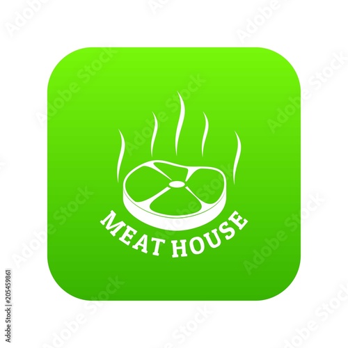 Meat house eco icon green vector isolated on white background