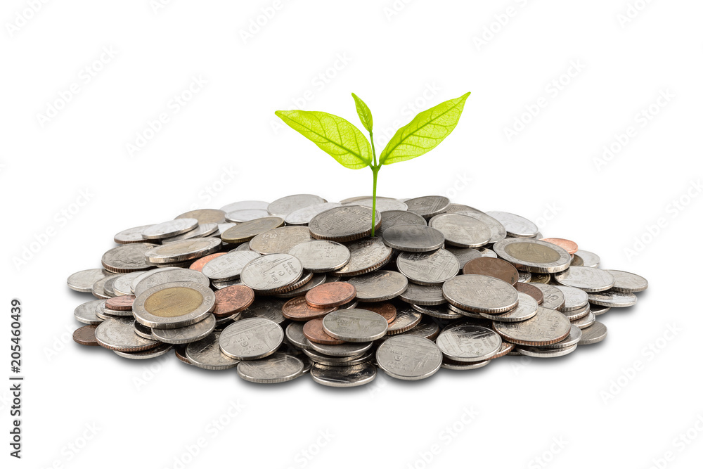 A pile of coins isolated on white background A pile of coins isolated on white background