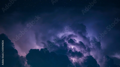 Lightning Bolt in Dark Storm Clouds