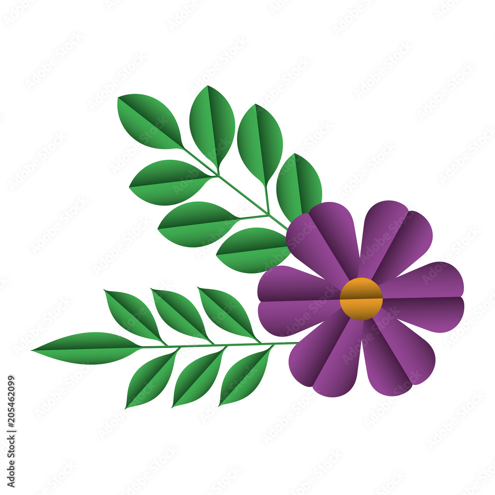 flowers and leafs decoratives vector illustration design