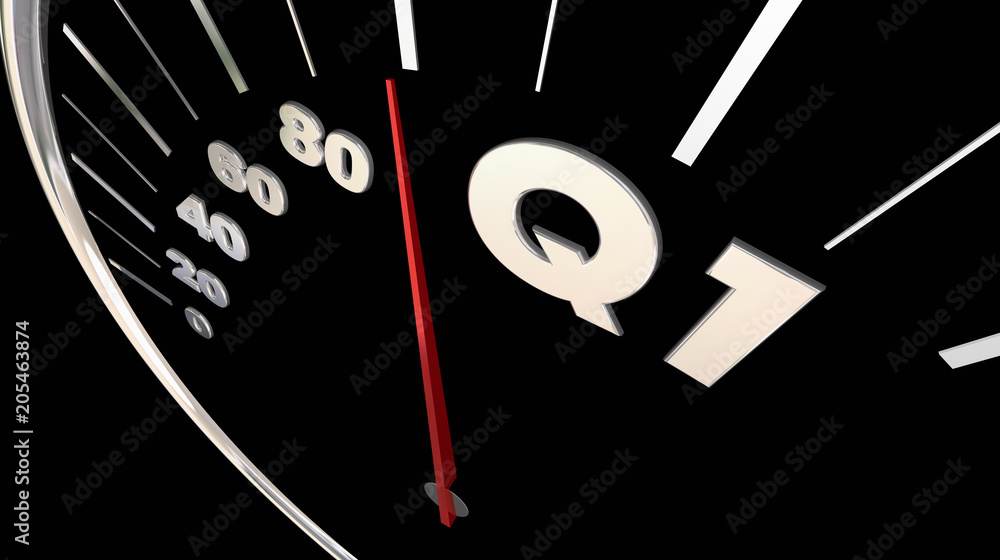 Q1 First Quarter Budget Speedometer 3d Render Illustration