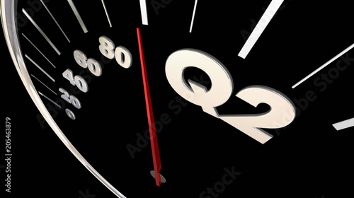 Q2 Second Quarter Budget Speedometer 3d Render Illustration photo