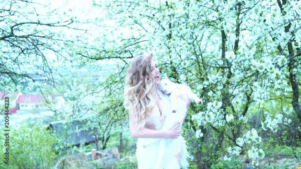 Sensual woman with goat. Sexy blond girls with goat Sensual woman with goat. Sexy blond girls with goat