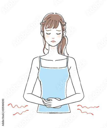 お腹が痛い女性