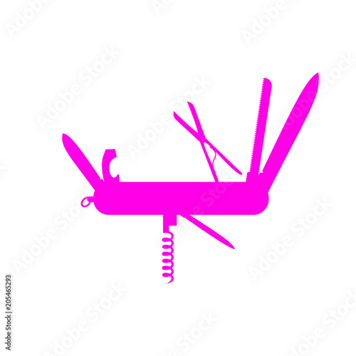 Silhouette of multifunctional knife in pink design