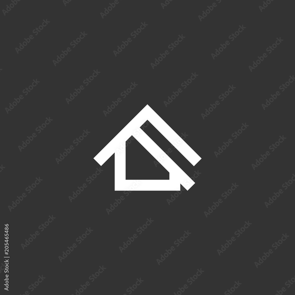 Simple Real Estate Logo. Retro Geometric Linear Style House Symbol isolated on Black Background. Simple line house logo, icon Simple Real Estate Logo. Retro Geometric Linear Style House Symbol isolated on Black Background. Simple line house logo, icon