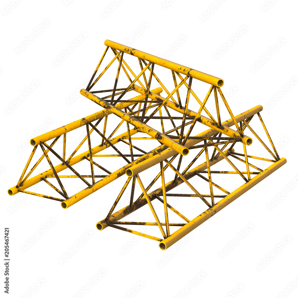 Metal truss girder element. 3d render isolated on white Metal truss girder element. 3d render isolated on white