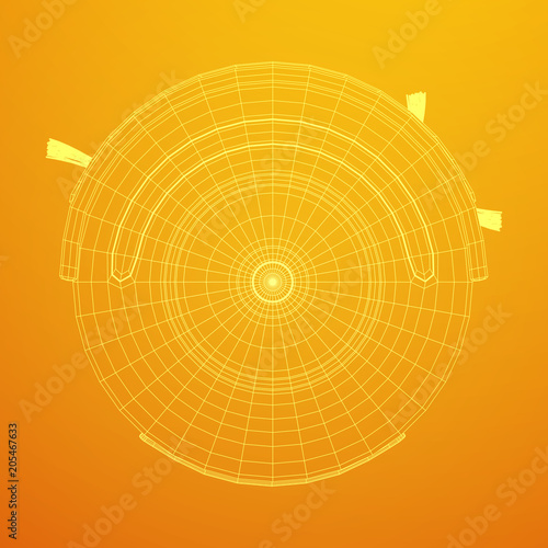 Robot vacuum cleaner wireframe low poly mesh vector illustration. Smart cleaning technology concept