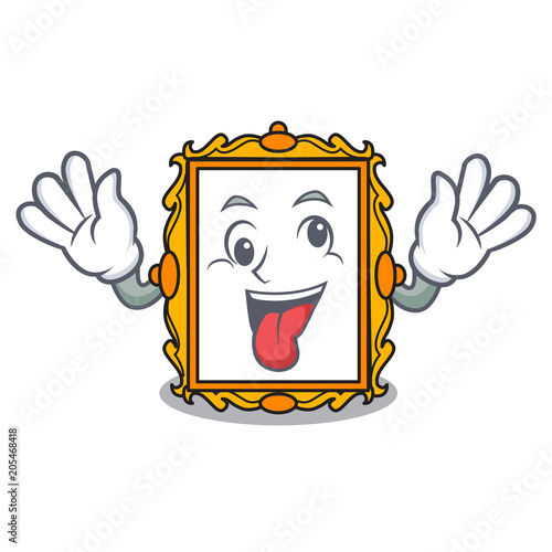 Crazy picture frame mascot cartoon