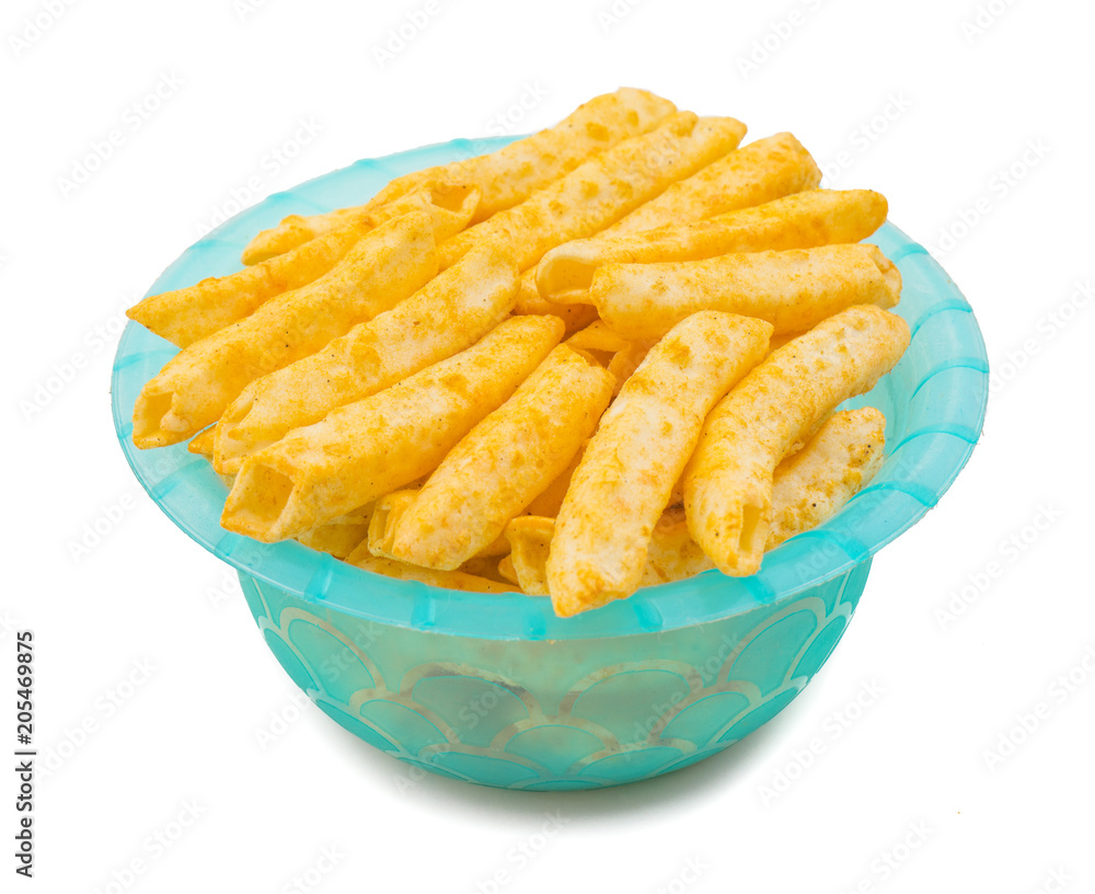 Delicious Lightly Spiced Fries Snack Served in Bowl isolated on White Background Delicious Lightly Spiced Fries Snack Served in Bowl isolated on White Background