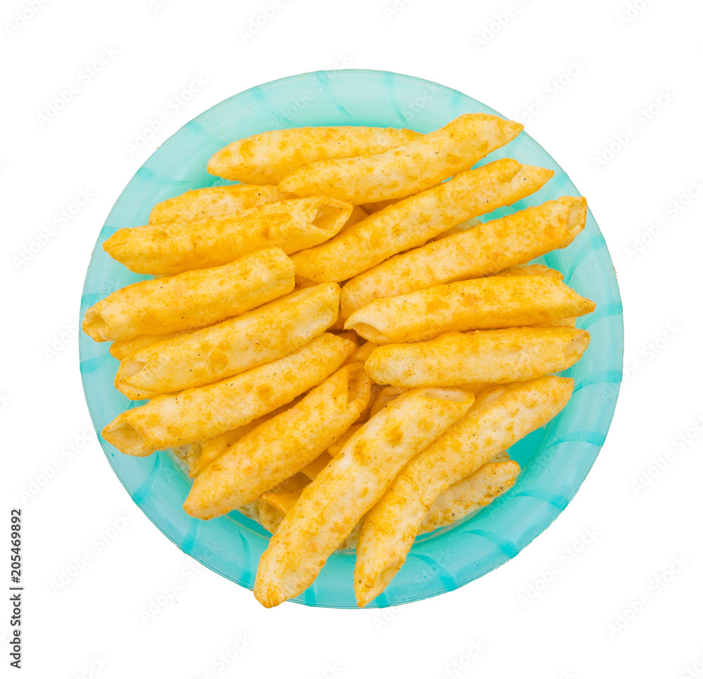 Delicious Lightly Spiced Fries Snack Served in Bowl isolated on White Background Delicious Lightly Spiced Fries Snack Served in Bowl isolated on White Background