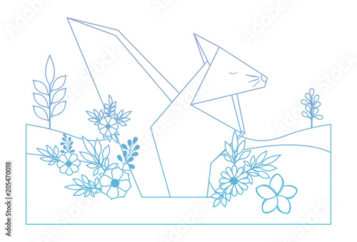chipmunk origami paper in the field vector illustration design