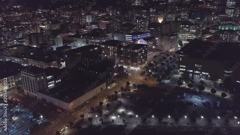 Aerial, Lights of Small City At Night Aerial, Lights of Small City At Night