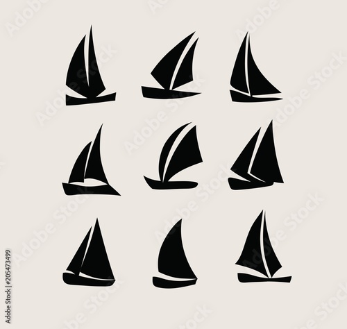 Ship Silhouette Icon Set, art vector logo design