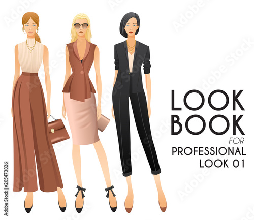 Body Template with Outfits and Accessories for Professional Look : Vector Illustration