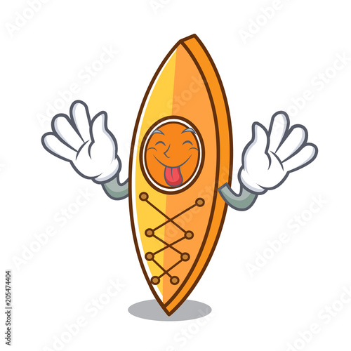 Tongue out canoe mascot cartoon style
