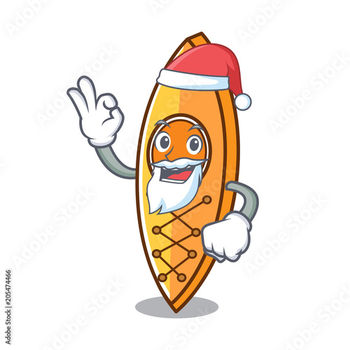 Santa canoe mascot cartoon style
