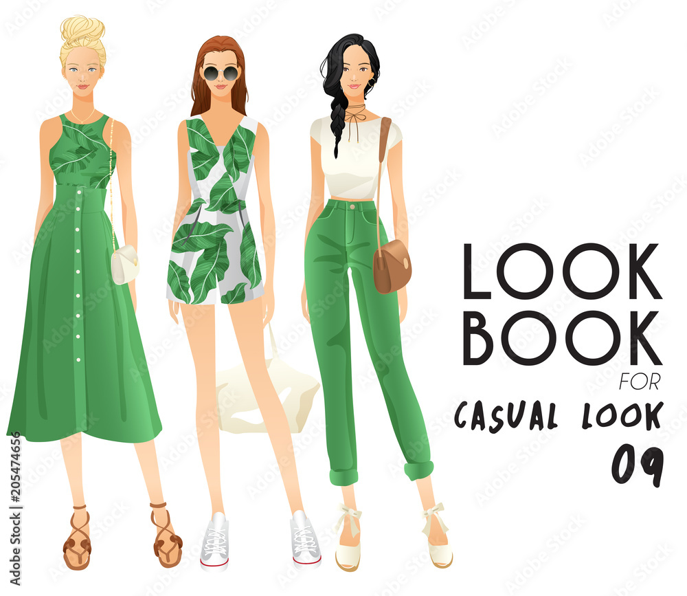 Body Template with Outfits and Accessories for Casual Look : Vector Illustration Body Template with Outfits and Accessories for Casual Look : Vector Illustration