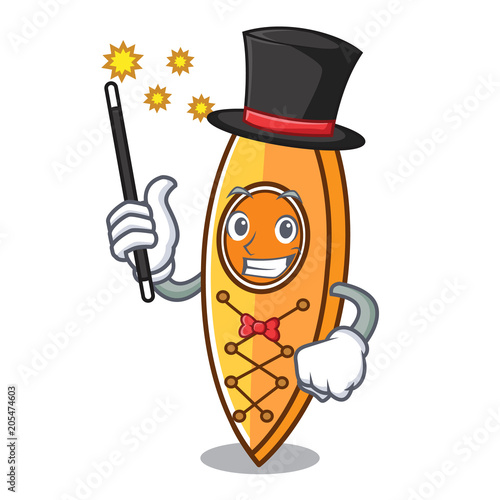 Magician canoe mascot cartoon style