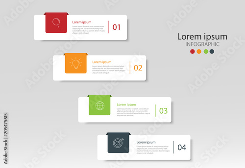 Modern design elements for business Multicolor infographics. Vector template with 4 steps
